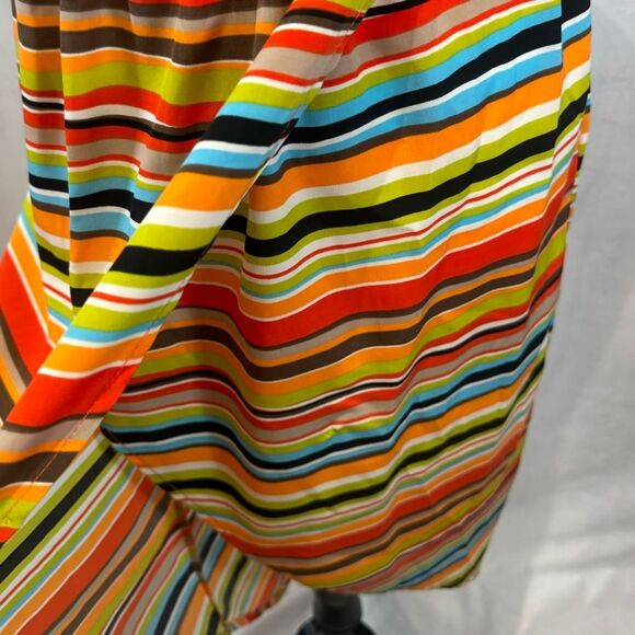 Multicolor striped strapless faux wrap dress size small - Picture 3 of 6